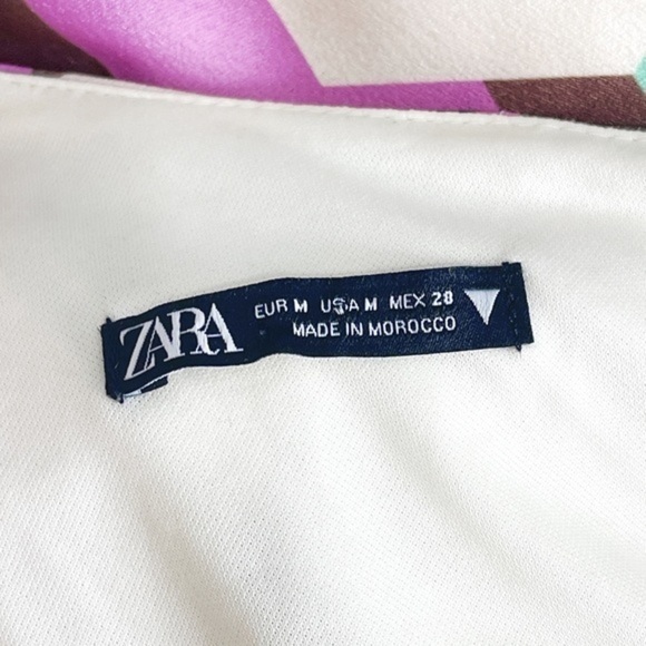 Zara Retro Asymmetrical Satin Effect Print Dress Geometric Pattern - Picture 9 of 10